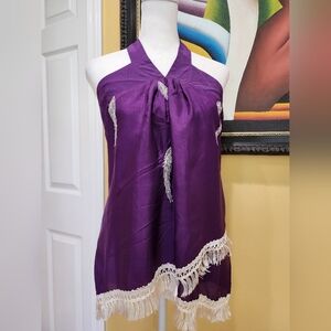 Purple Halter Top with Fringe
